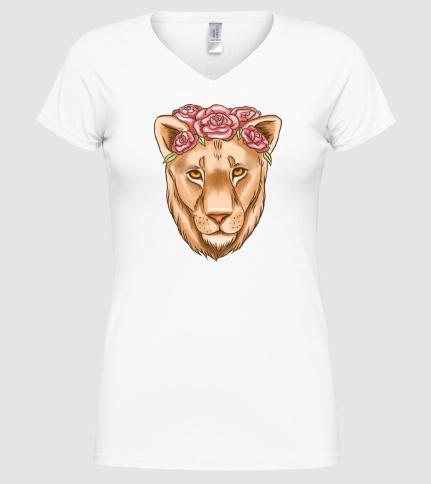 Doamnă leu model alb pe tricou