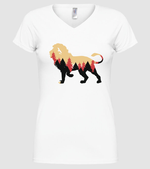 Siluetă Leu model alb pe tricou