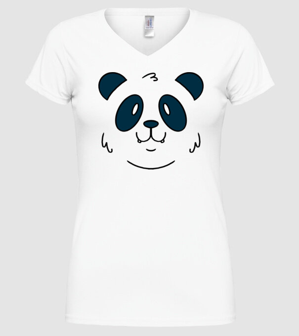 Cap de panda model alb pe tricou