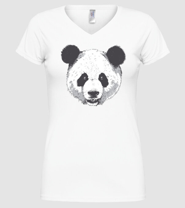 Cap de panda model alb pe tricou