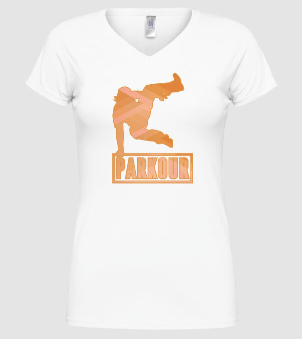 Tricou Parkour cu inscripție model alb pe tricou