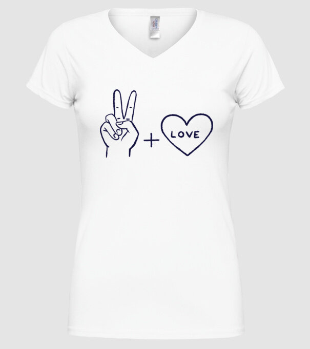 Peace + Love model alb pe tricou