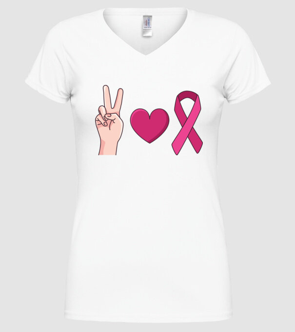 Peace Love lupta împotriva cancerului de sân model alb pe tricou