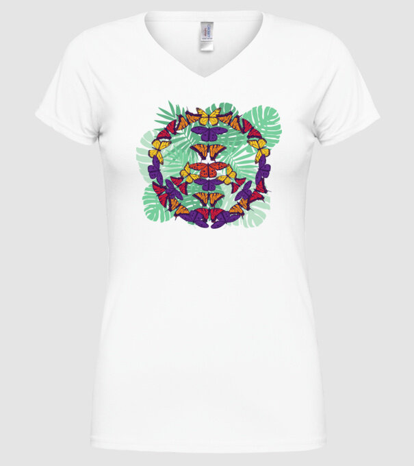 Peace tricou cu fluturi model alb pe tricou