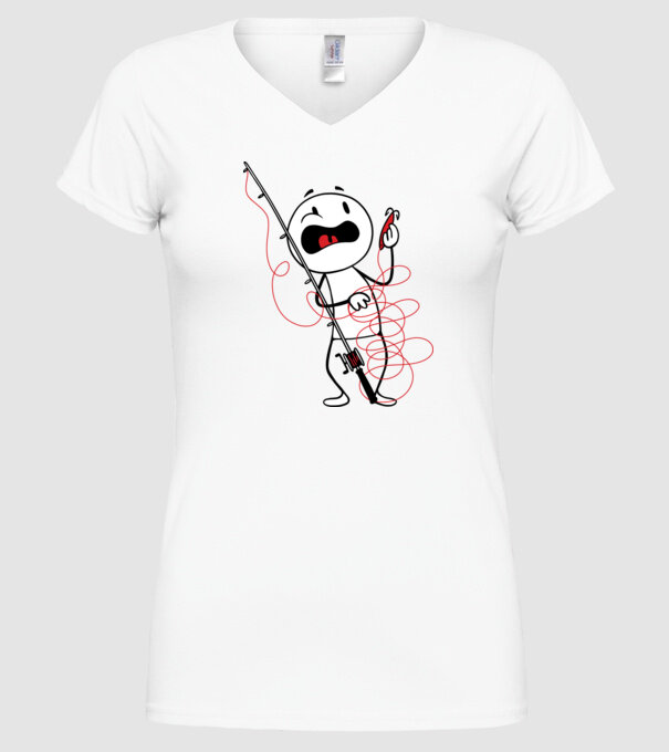 Încurcătură pescar model alb pe tricou