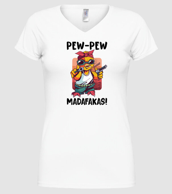 Pew Pew Pew Madafakas Pui alb model alb pe tricou