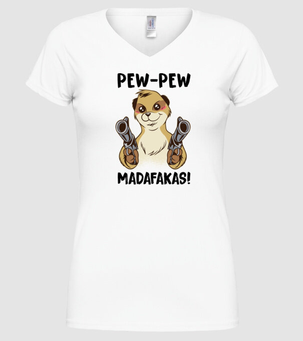 Pew Pew Pew Madafakas Suricată alb model alb pe tricou