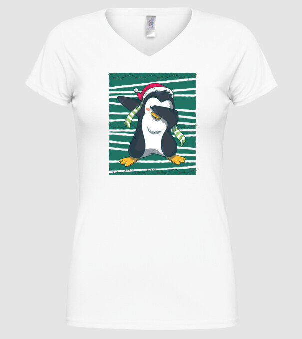 Pinguin DAB Crăciun model alb pe tricou