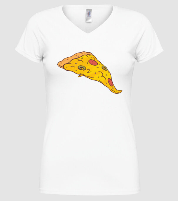 Felie de pizza Cuplu model alb pe tricou