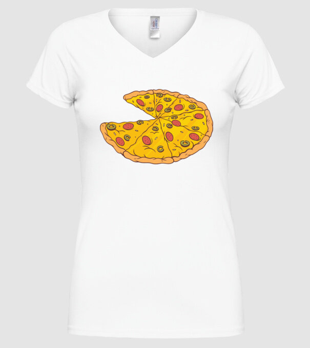 Felii de pizza Cuplu model alb pe tricou