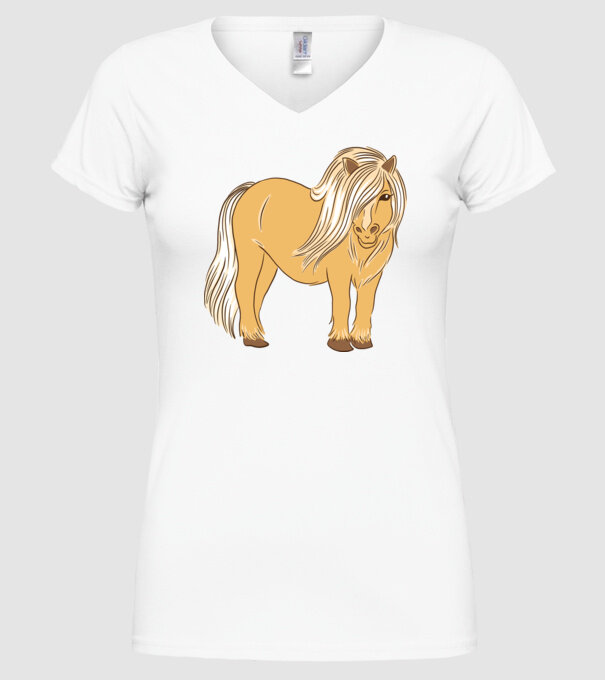 Ponei model alb pe tricou