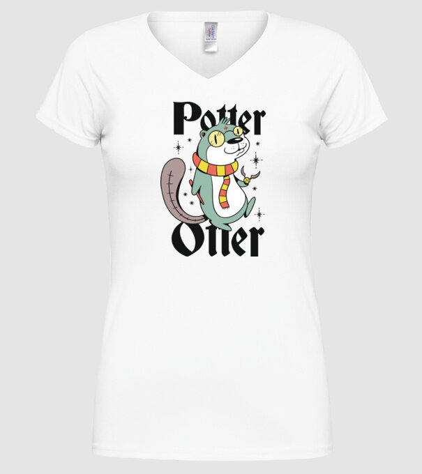 Potter Otter Vidra model alb pe tricou