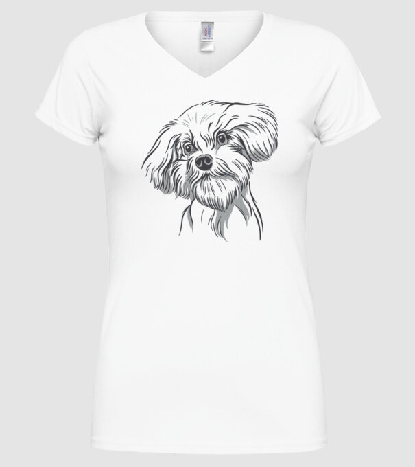 Câine Pudel model alb pe tricou