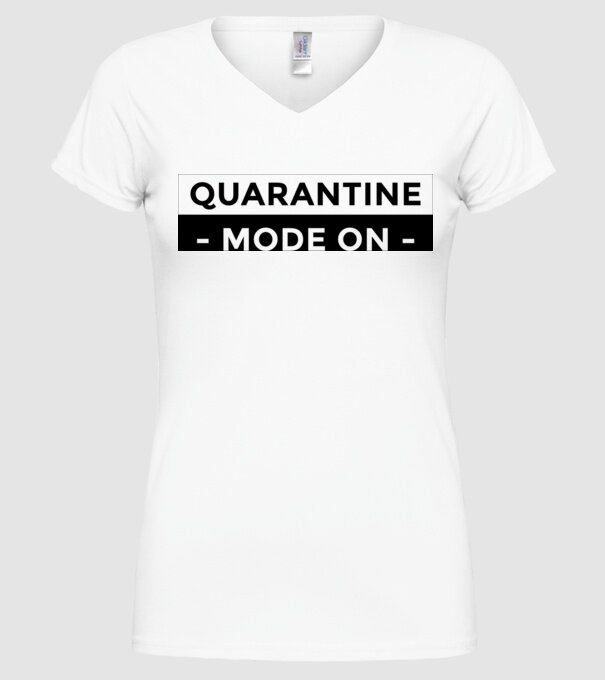 Quarantine mode on model alb pe tricou