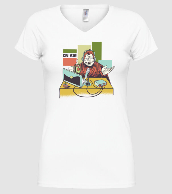 Yeti cu Radio model alb pe tricou