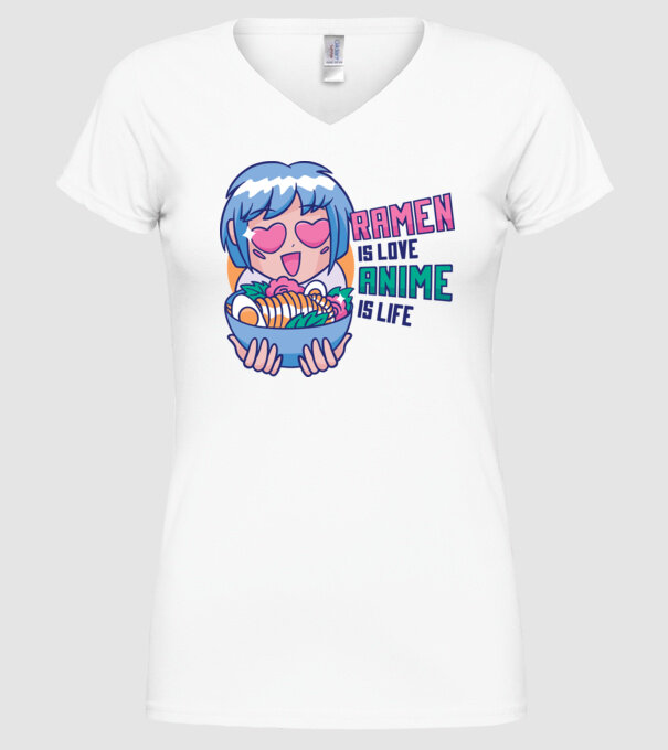 Ramen is Love Anime is Life model alb pe tricou