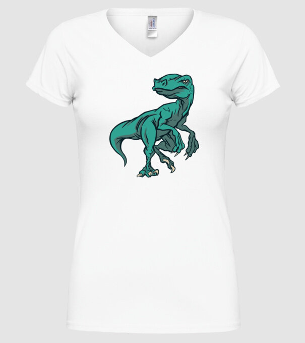 Dinozaur Raptor model alb pe tricou