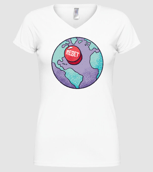 Reset Pământ model alb pe tricou