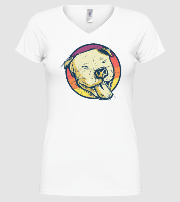 Cap Pitbull retro model alb pe tricou