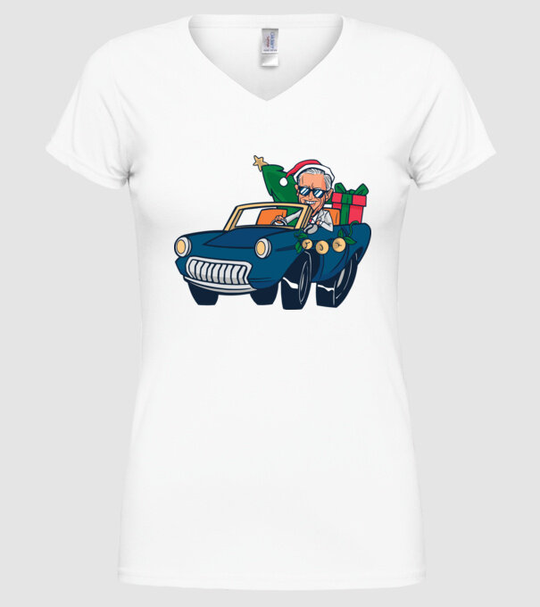 Ridin with Biden Crăciun model alb pe tricou