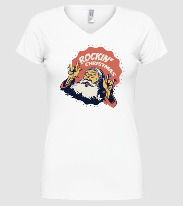 'Rockin'' Christmas Crăciun' model alb pe tricou
