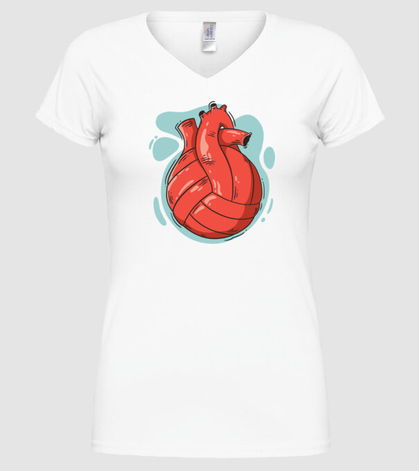 Inimă volei model alb pe tricou