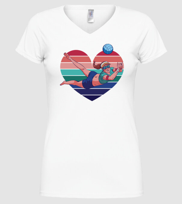 voleibalist retro model alb pe tricou