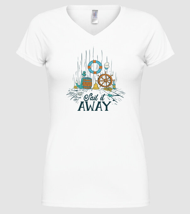 Sail it away model alb pe tricou