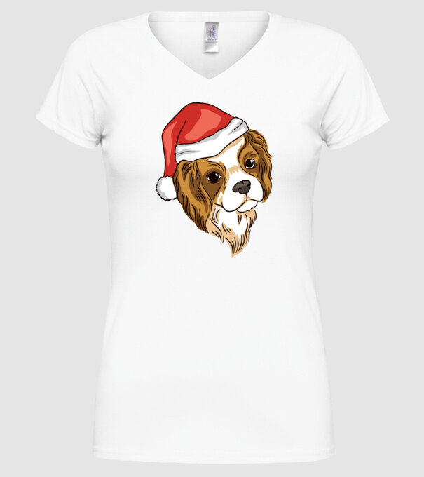 Santa Cocker Spaniel model alb pe tricou