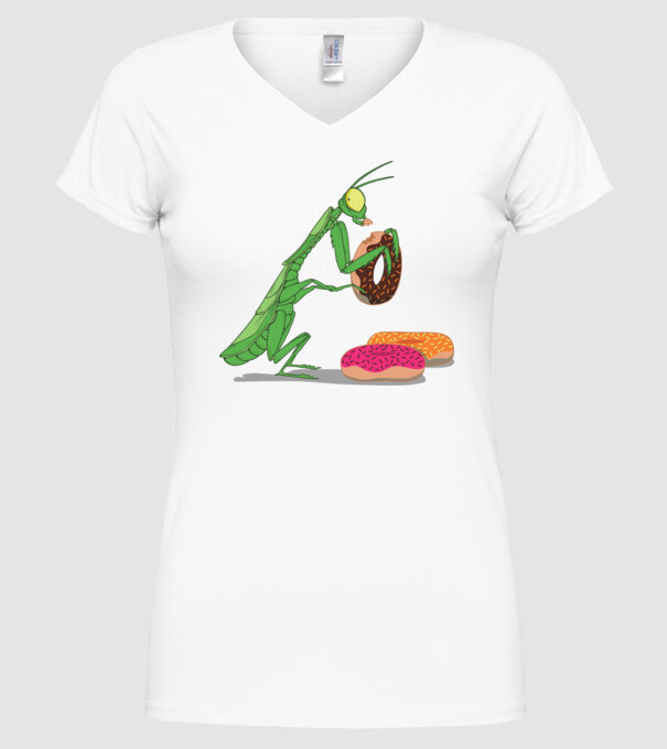 Lăcustă cu gogoașă model alb pe tricou