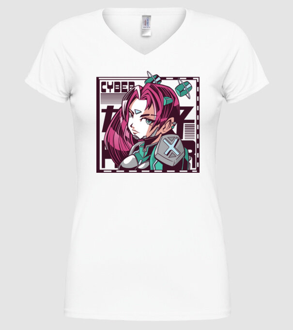 Anime fată Sci-fi model alb pe tricou