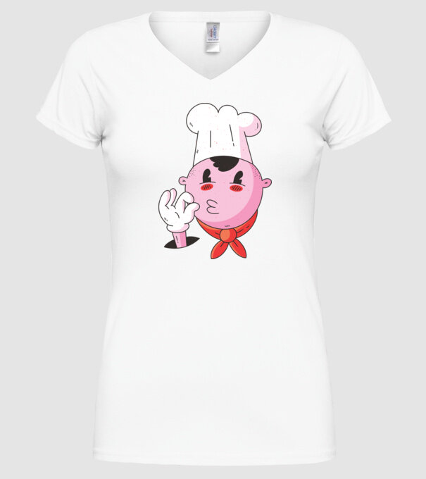 Degustare bucătar model alb pe tricou