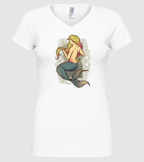 Sirenă model alb pe tricou