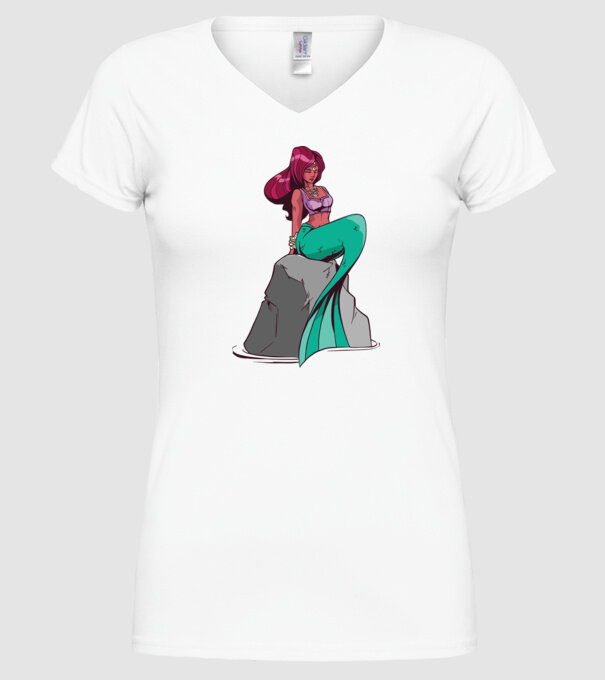 Sirenă model alb pe tricou