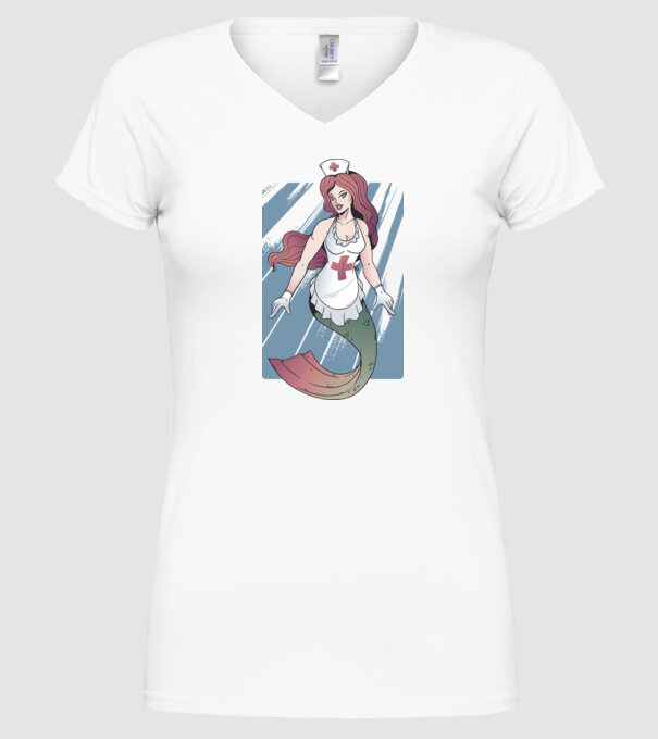 Infirmieră sirenă model alb pe tricou
