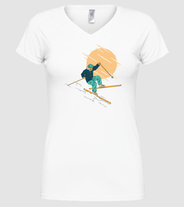 Căzătură schior model alb pe tricou