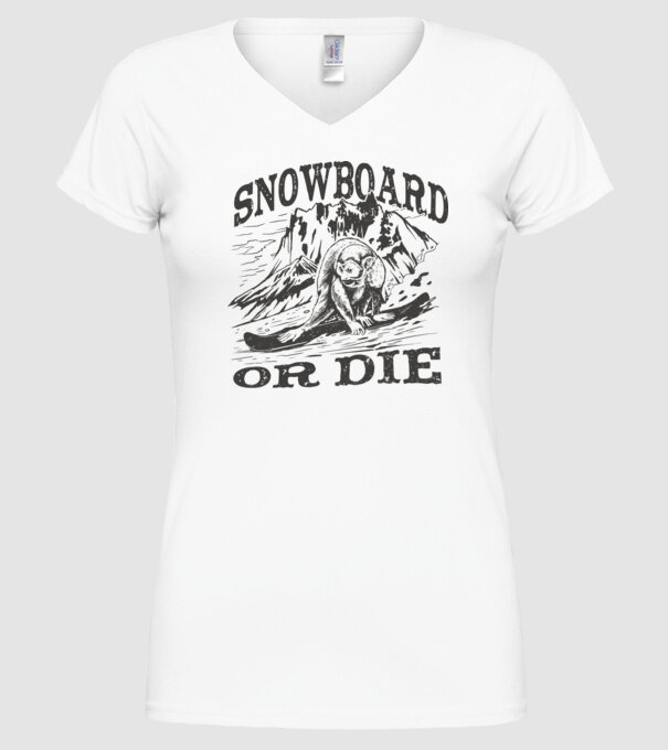 Maimuță Snowboarder model alb pe tricou