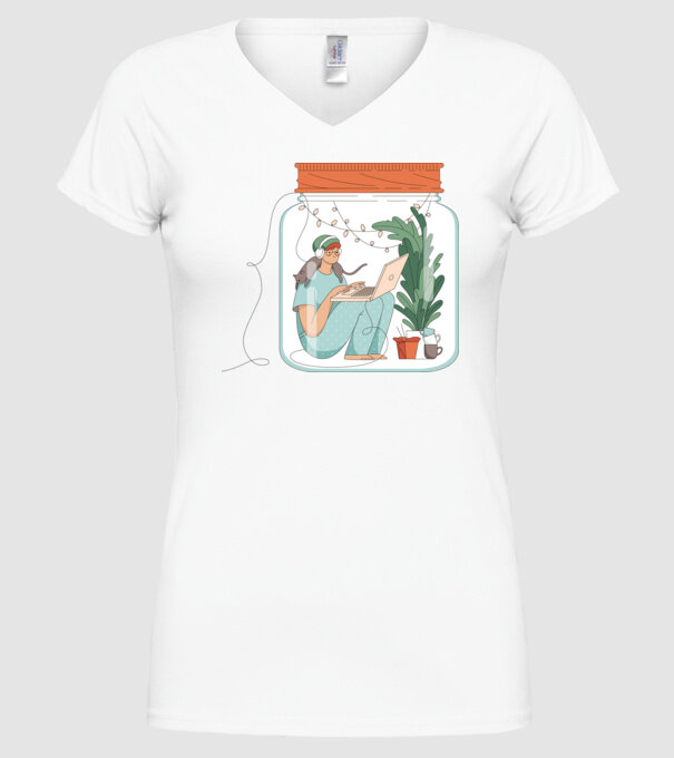Fată Social Distancing model alb pe tricou
