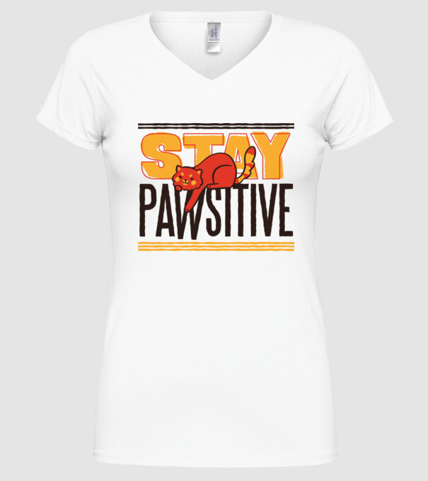 Stay Pawsitive model alb pe tricou