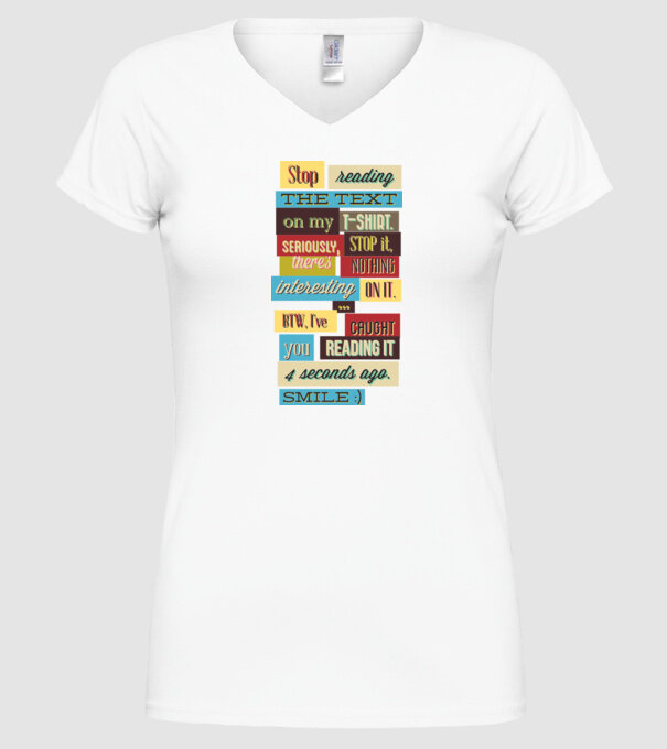 Stop reading the text on my t shirt model alb pe tricou