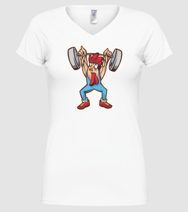 Pui Halterofil model alb pe tricou