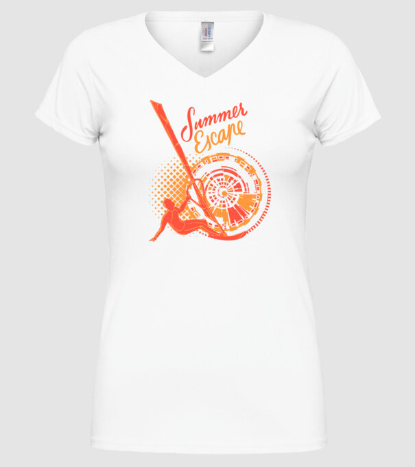 Summer Escape Surf model alb pe tricou