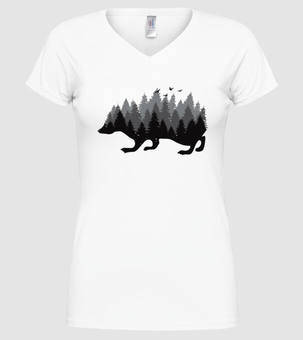 Siluetă Arici model alb pe tricou