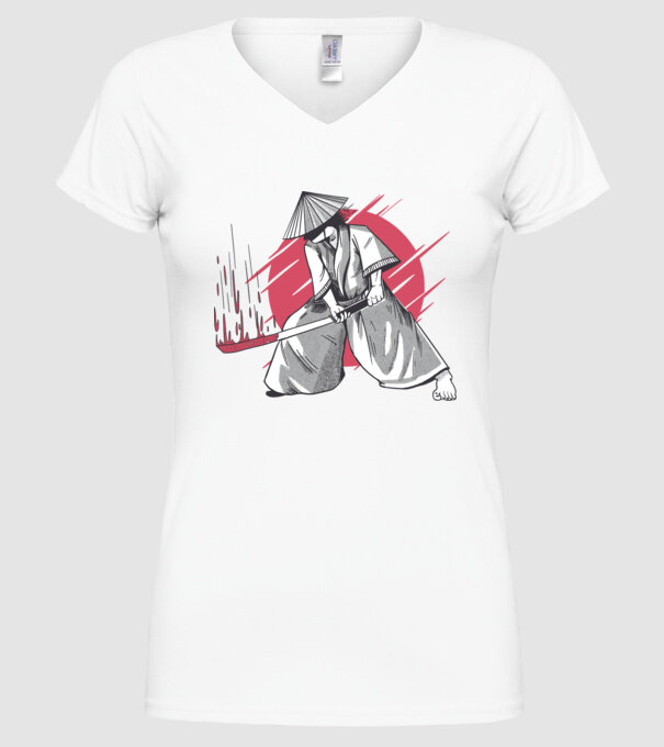 Sabie de samurai model alb pe tricou