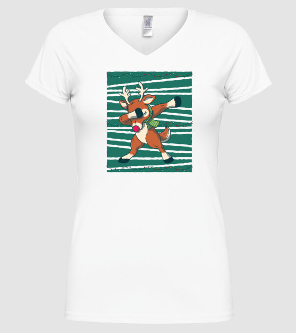 Ren DAB Crăciun model alb pe tricou