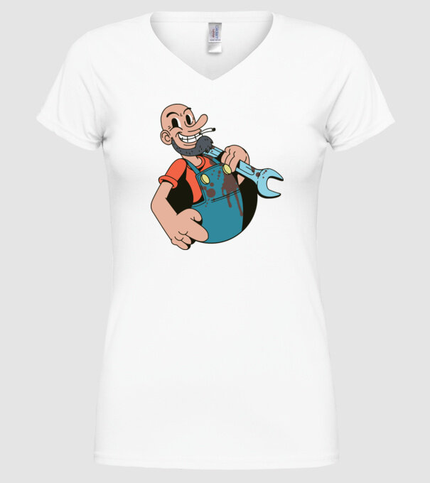 Instalator model alb pe tricou