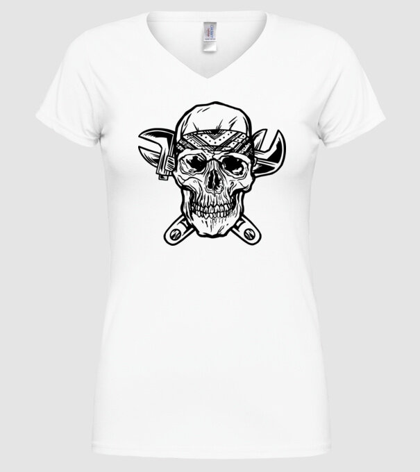 Craniu Instalator model alb pe tricou