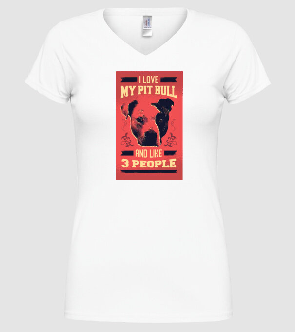 Îmi iubesc Pitbull-ul meu și încă 3 persoane model alb pe tricou