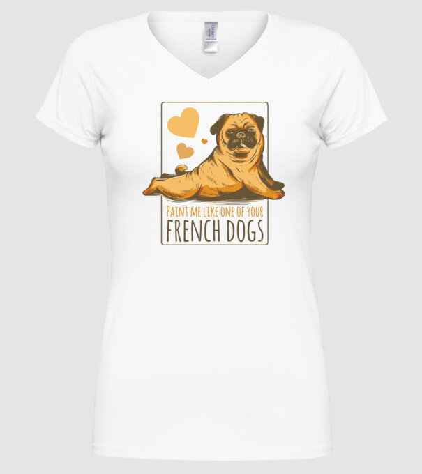 Mops sexy model alb pe tricou