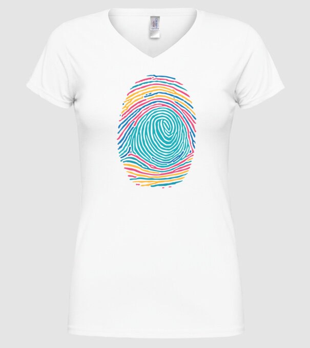 Amprentă curcubeu model alb pe tricou